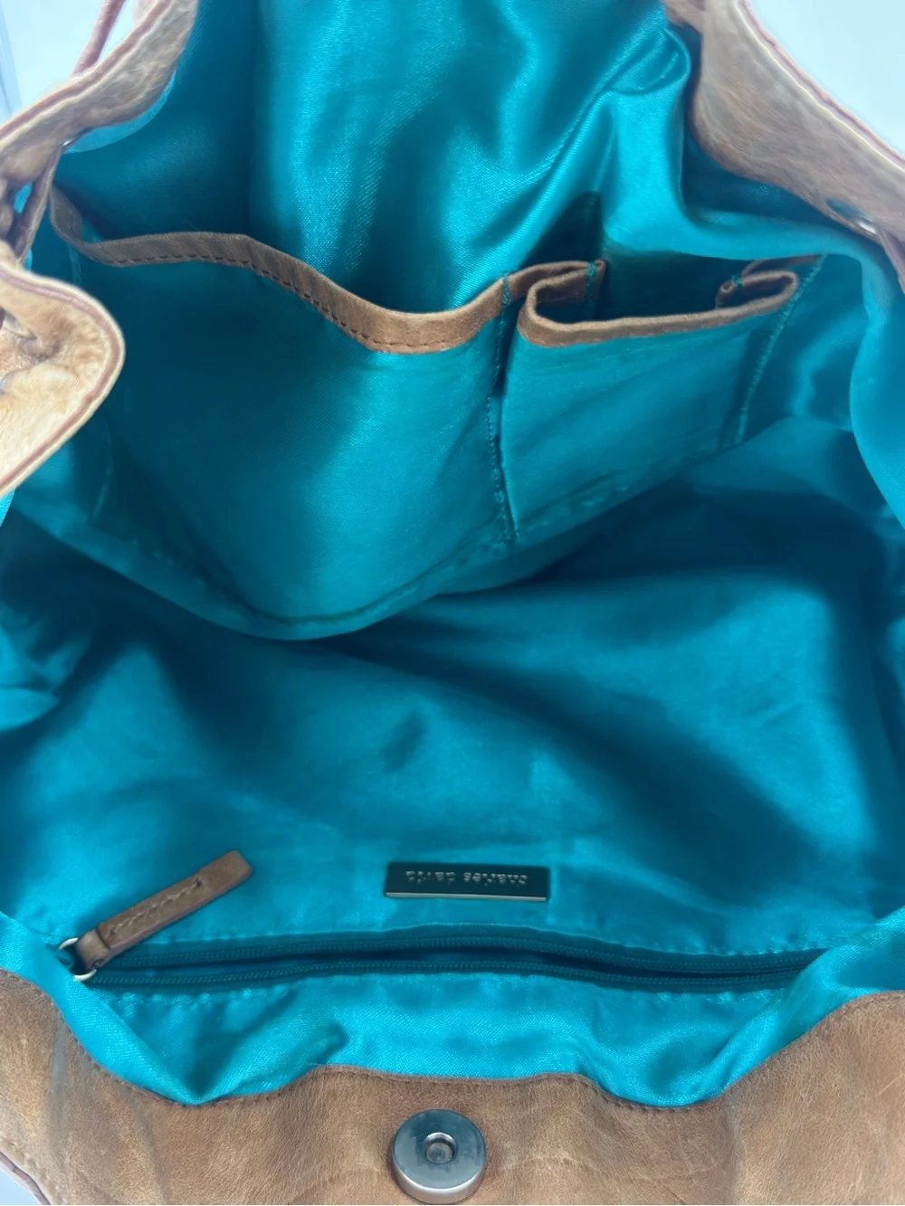 Charles David Tan Drawstring Hobo Shoulder Bag